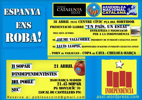 A l'abril: Presentació Llibre i 2n Sopar Independentista